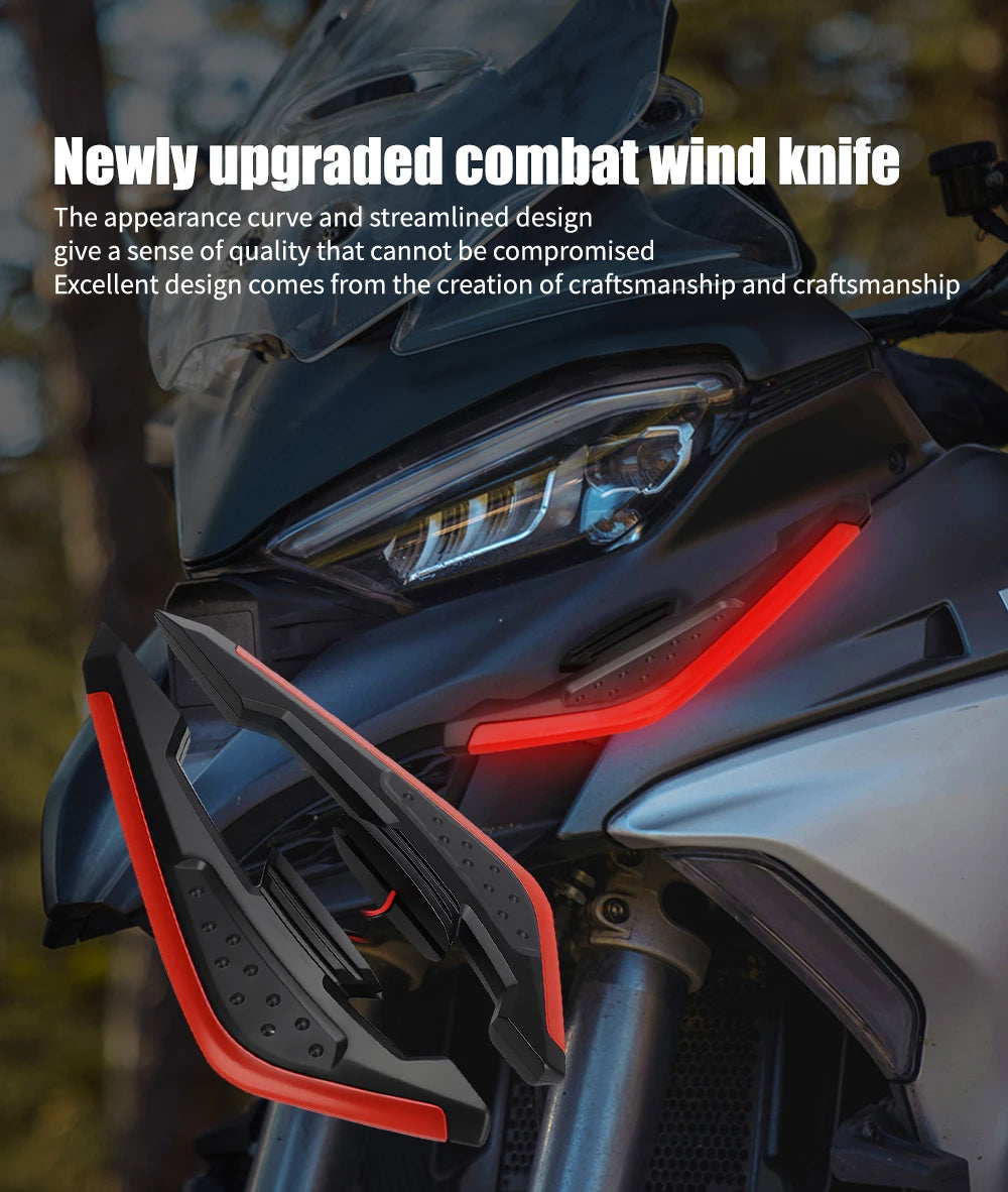 Motorcycle Front Side Spoiler Winglets with LED Light