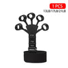 Black adjustable finger strengthener with wrist strap, available in 13LB, 17LB, or 21LB.