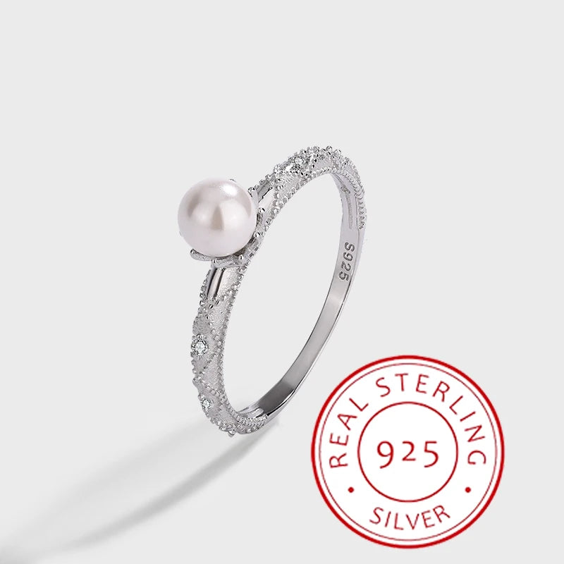 Vintage Palace-Style Pearl & Zircon Ring in Sterling Silver