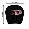 A black eye print car headrest cover is shown, featuring a realistic human eye design.