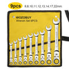Metric Ratcheting Wrench Set with Flex-Head and Carry Bag