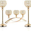 Gold 3-Arm Candelabra with Crystal Bowls for Elegant Table Decor