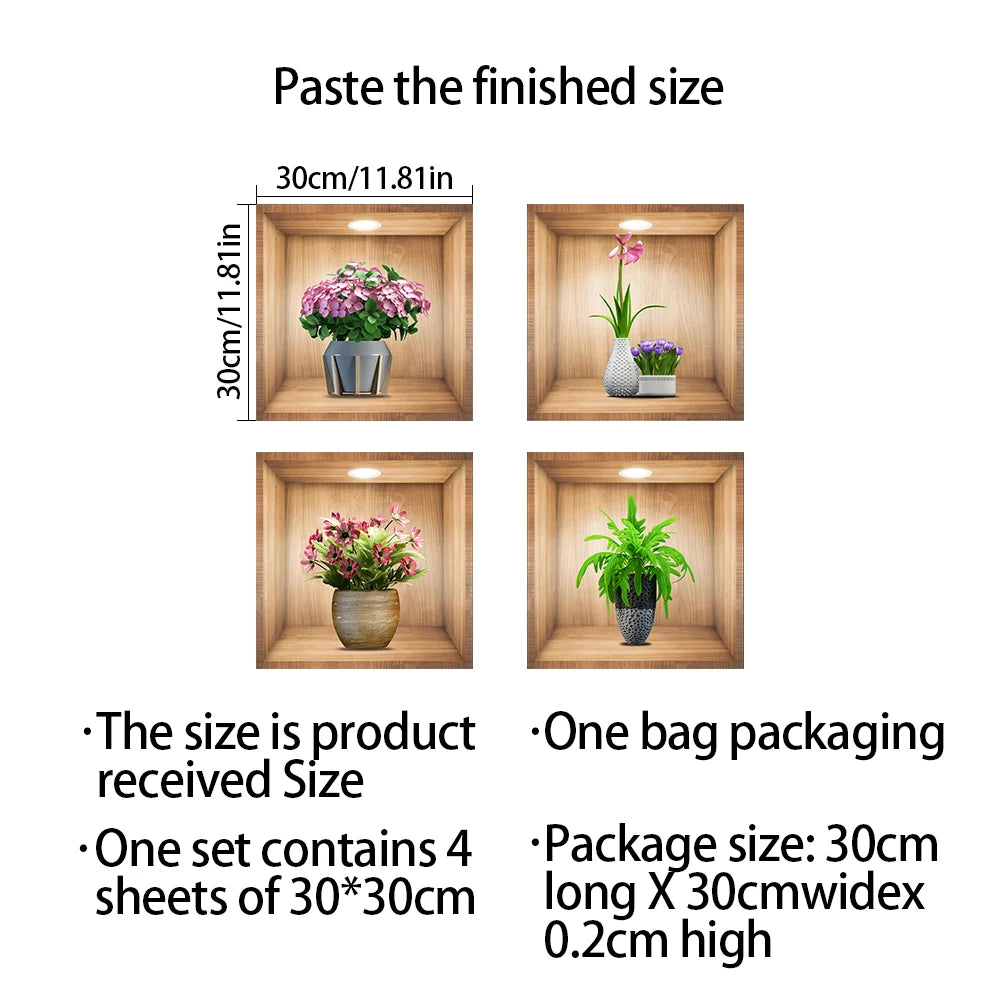 Self-Adhesive PVC Plant Wall Stickers – Waterproof & Oil-Resistant Decor for Cabinets, Tiles & More