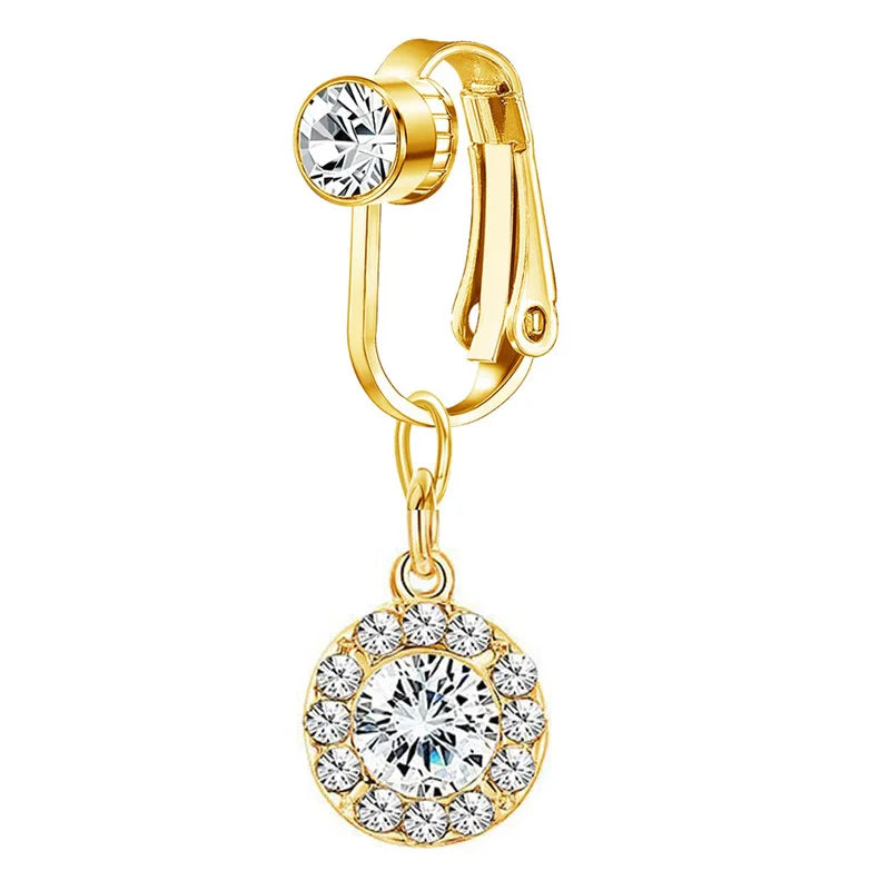 Anillo para el ombligo tipo mariposa de oro con piedra de circonita rosa.