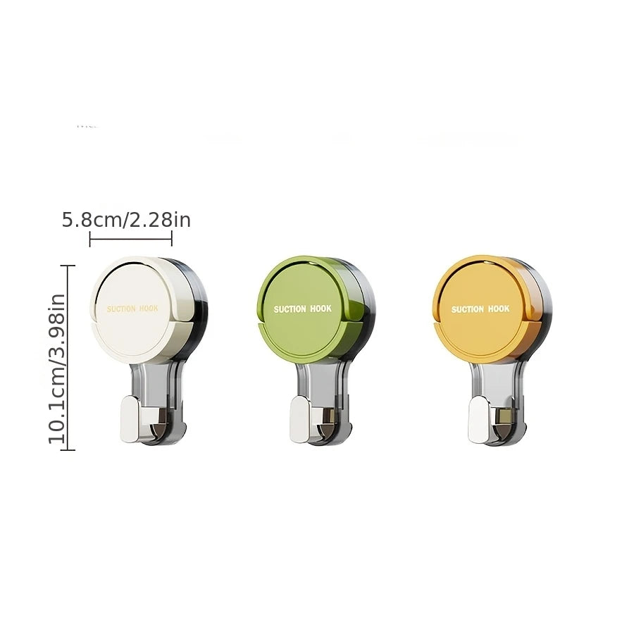 Strong Vacuum Suction Hooks with Adhesive Mount, No-Drilling Design for Home and Bathroom