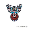 3D embroidered hunting patch featuring a fox head with antlers and blue sunglasses