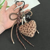Leopard Print Plush Keychain with Woven Rope