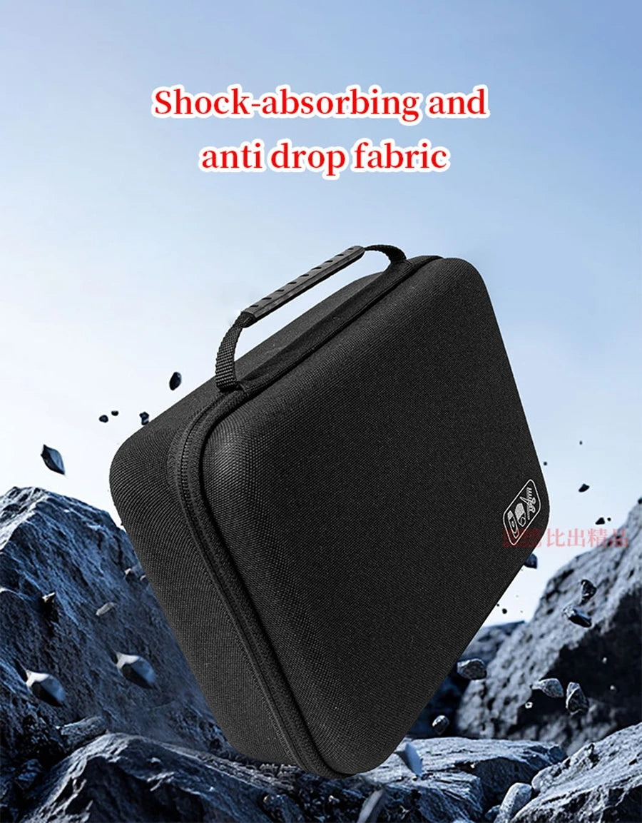 Black shock-absorbing and anti-drop fabric hard-shell travel case for hair clippers and accessories