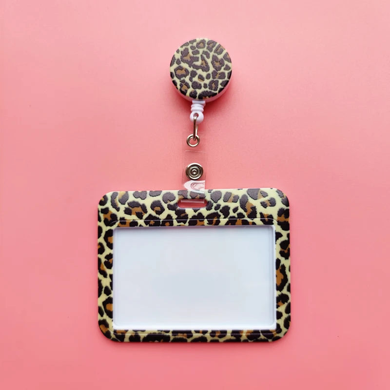 Leopard Print ID Card Holder with Detachable Lanyard