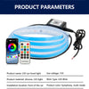 An RGB LED car hood light strip with a controller and wire is shown for installation.