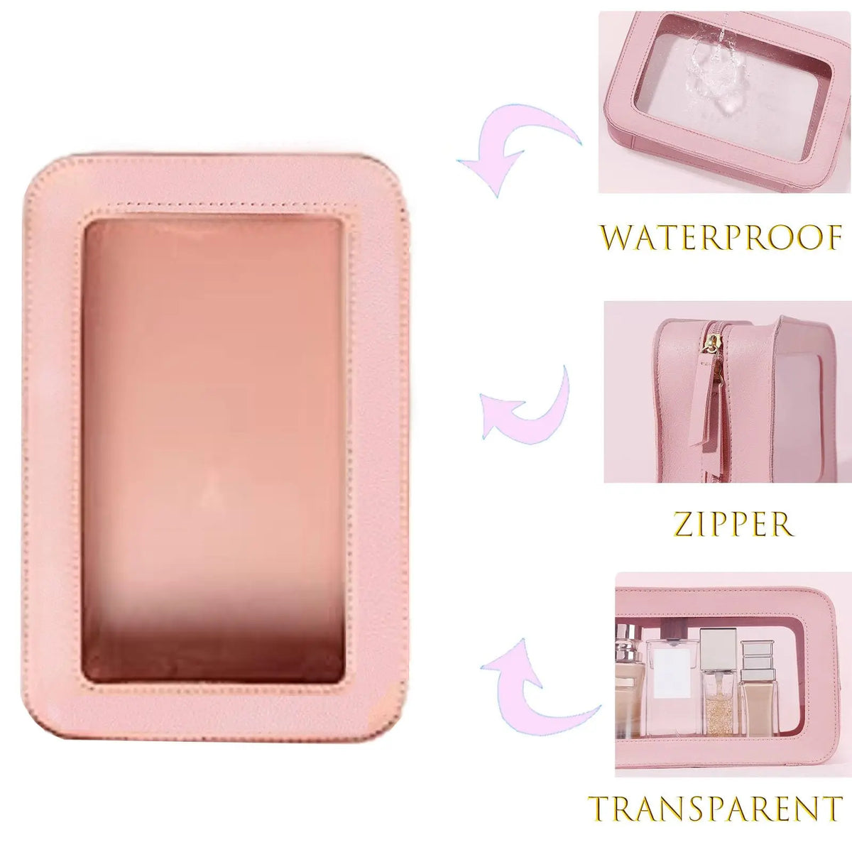 Waterproof Travel Makeup Bag with Clear Window