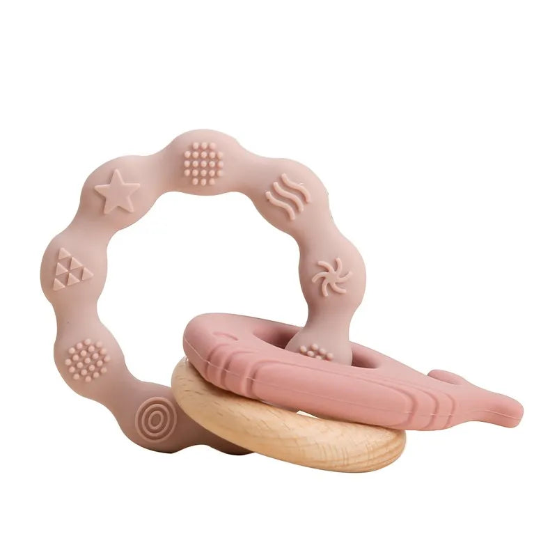 Baby Teething Gloves with Cartoon Bear Design