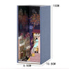 A wooden 3D puzzle bookshelf insert decor featuring a miniature house scene with fireworks in the background.