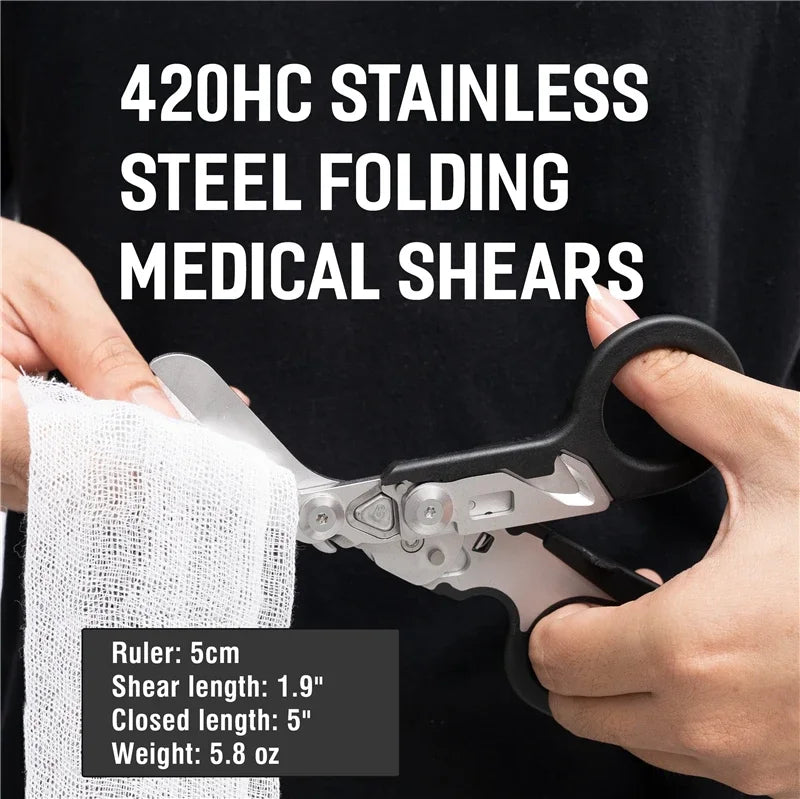 6-in-1 Foldable Emergency Rescue Scissors with Safety Hammer