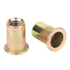 A set of zinc plated rivet nuts and blind threaded inserts for various sizes.