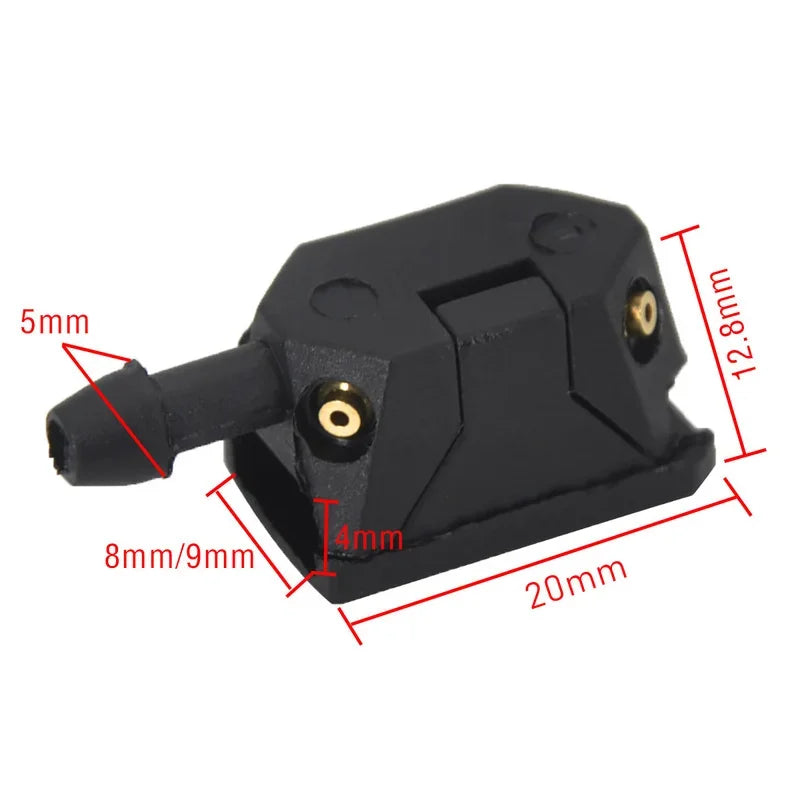 Black 4-way adjustable car windshield washer nozzles with various size options
