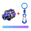 CNC machined titanium motorcycle key head cover and purple blue keychain