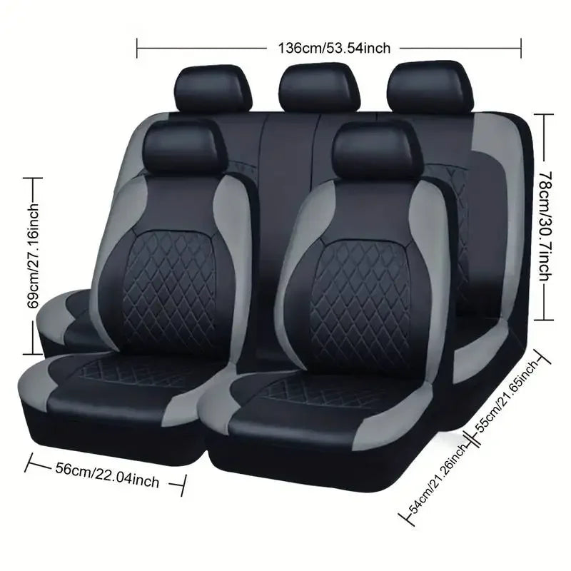 Premium PU Leather Car Seat Cover Set – Full Protection for Sedans, SUVs & Trucks