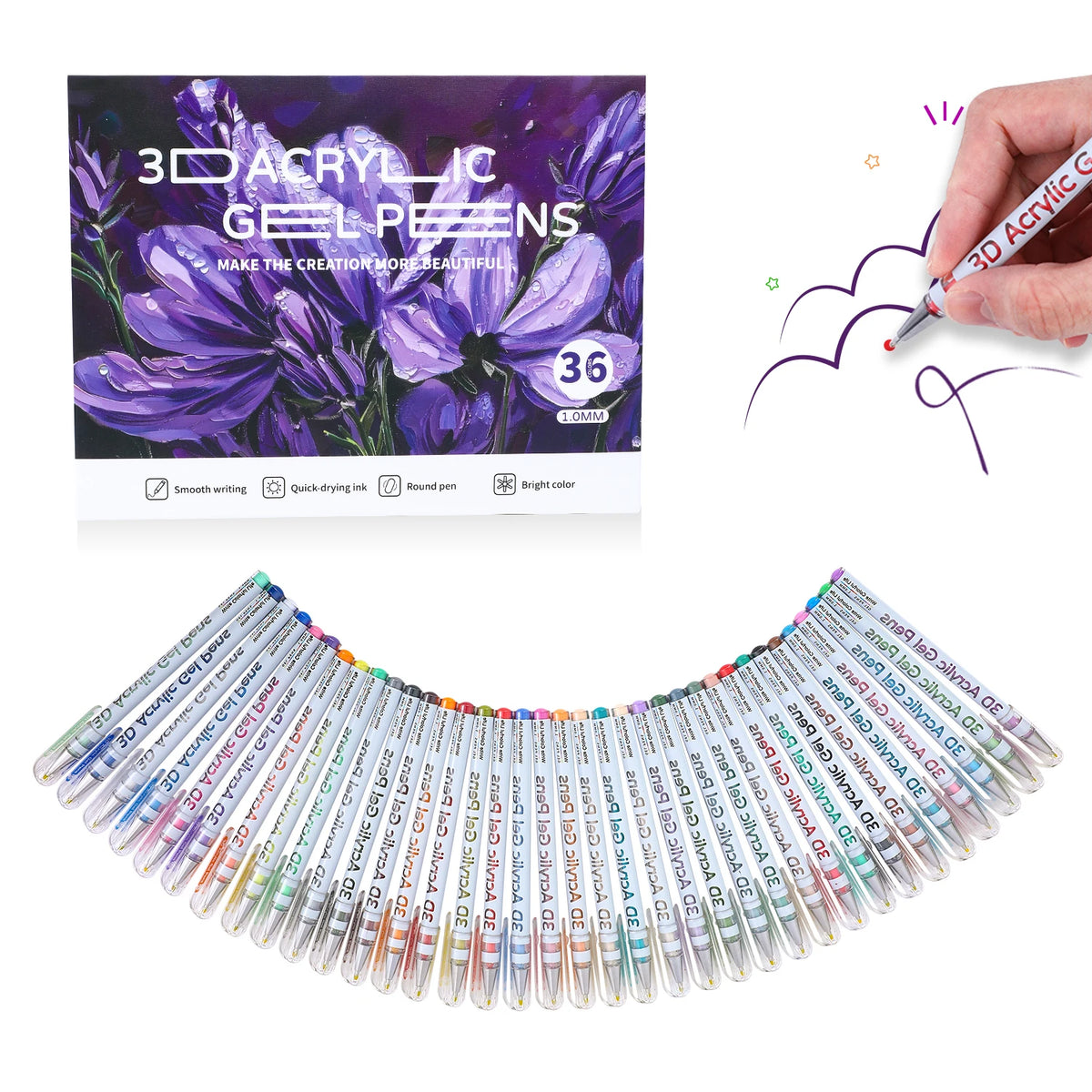 3D Acrylic Gel Pen with Quick-Dry Ink for Art and Notes