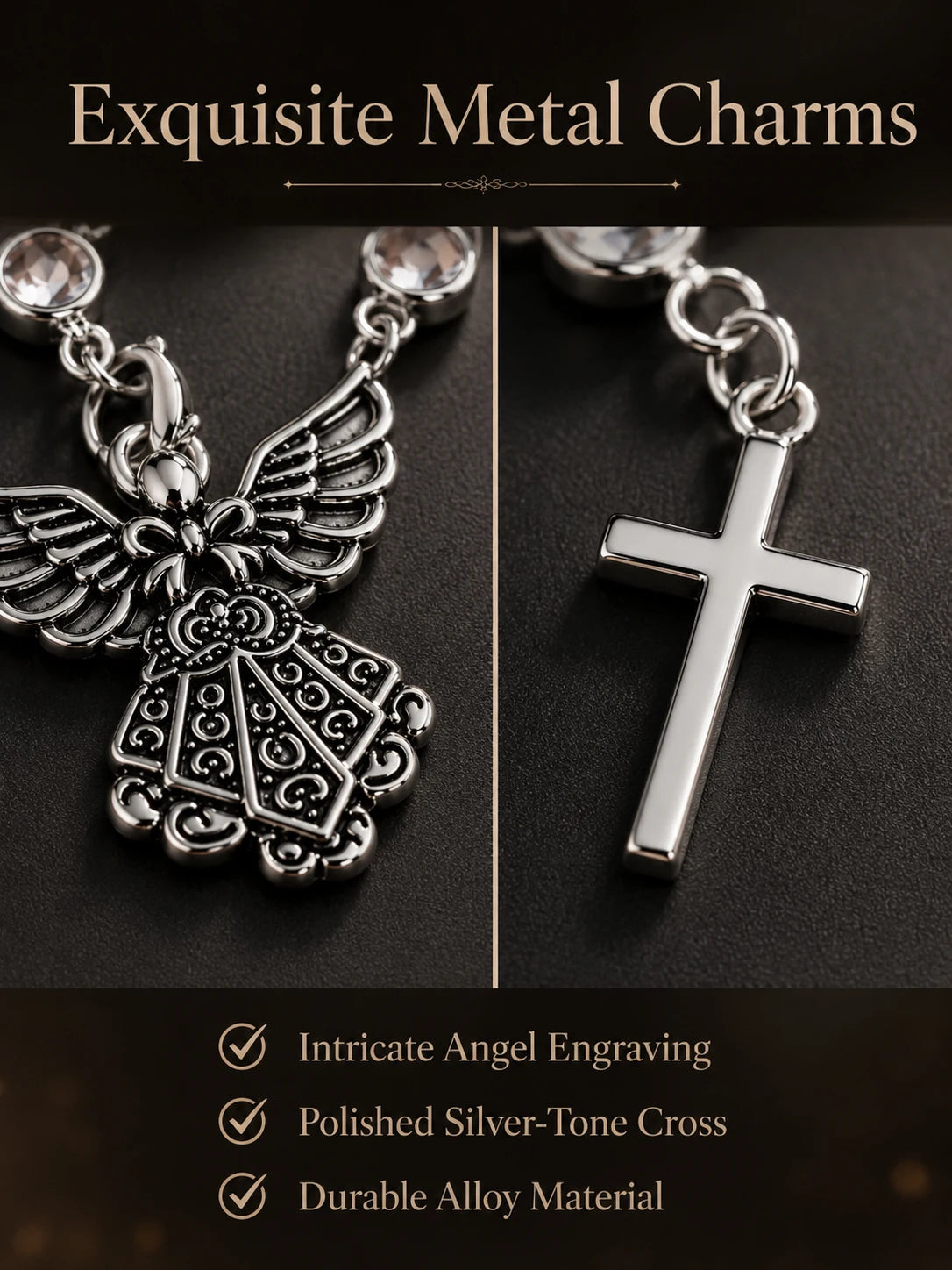 Crystal Angel & Cross Car Charm