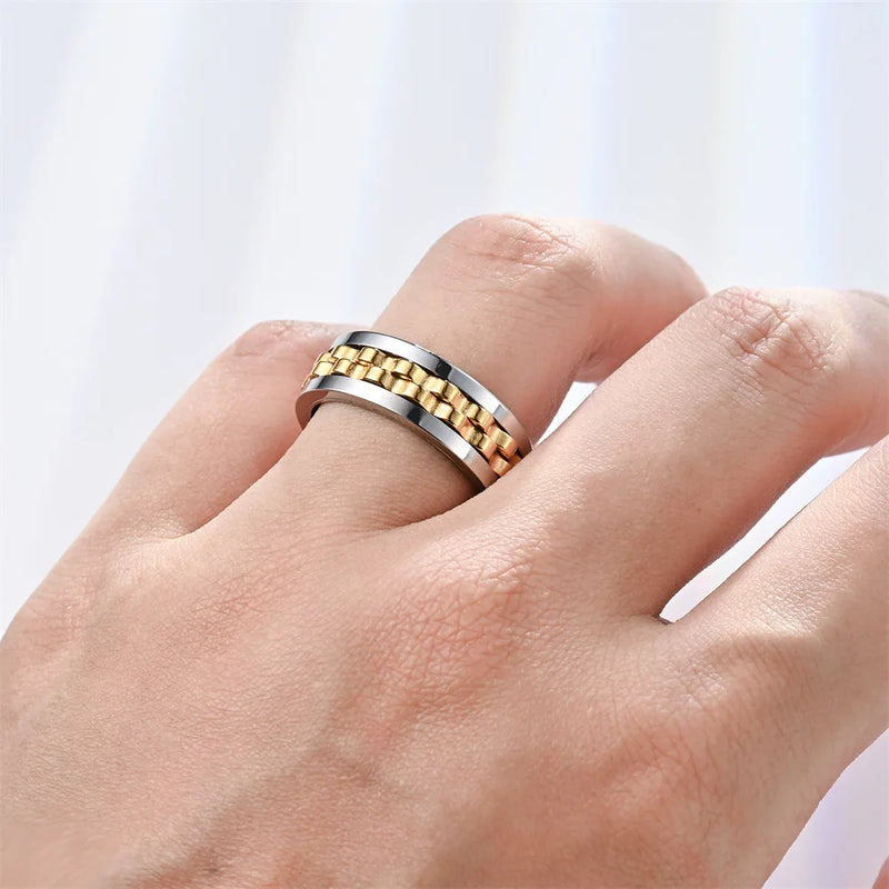 Gear-Chain Rotating Anxiety Ring