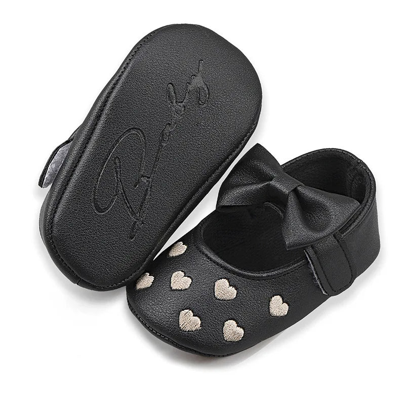 Classic Bow Baby Girl First Walker Shoes with Anti-Slip Sole