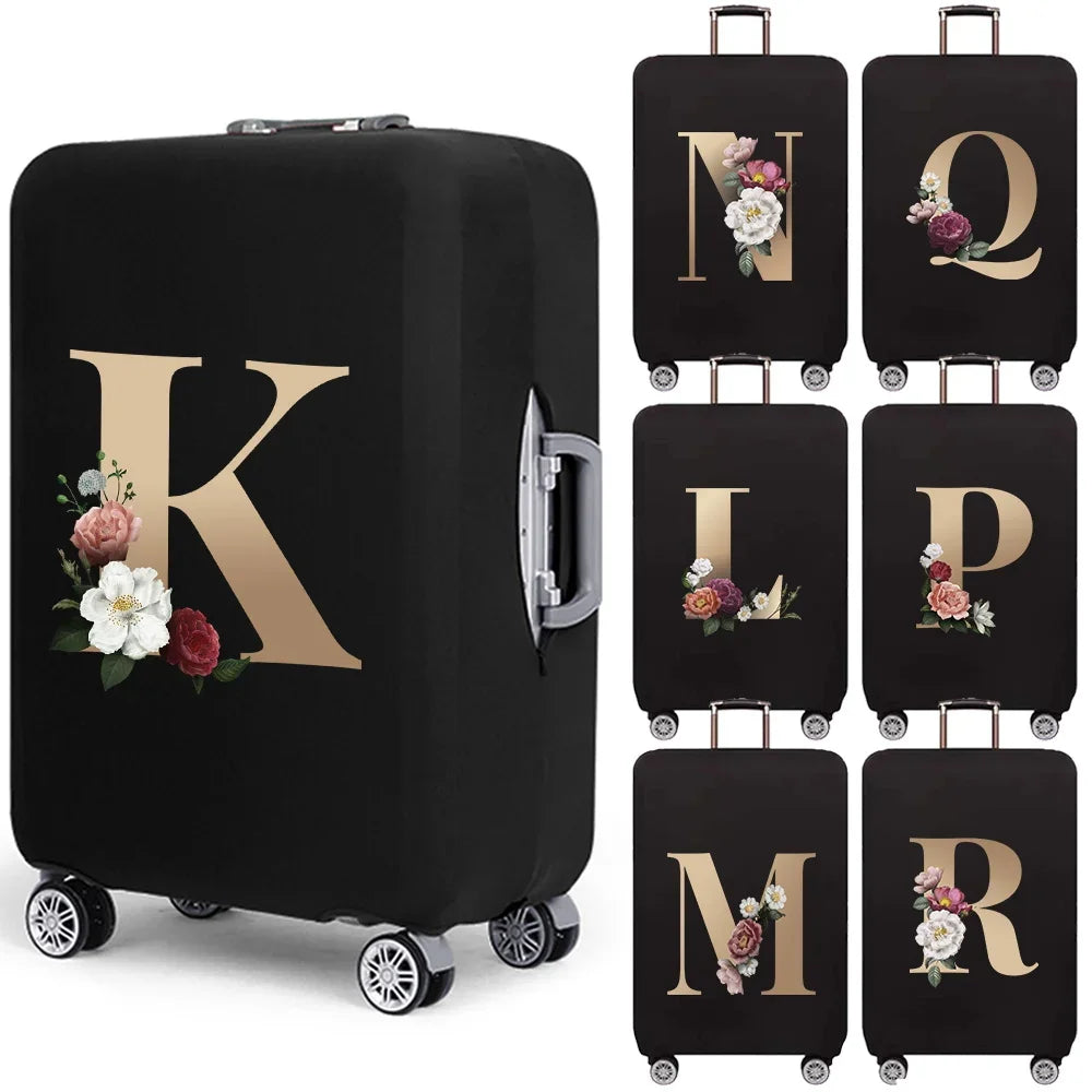 Elastic Luggage Cover with Gold Letter Design
