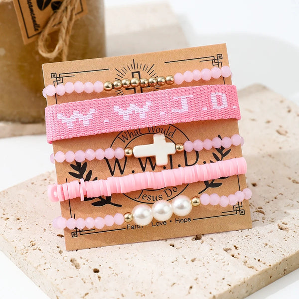 Handgefertigtes WWJD Armband-Set mit Perlen