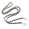 A silver and black universal chain strap for bags and phone cases