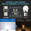 A comparison showing a MAXGTRS light bulb and a halogen bulb, highlighting 1:1 light effect recovery and a 99% light effect r