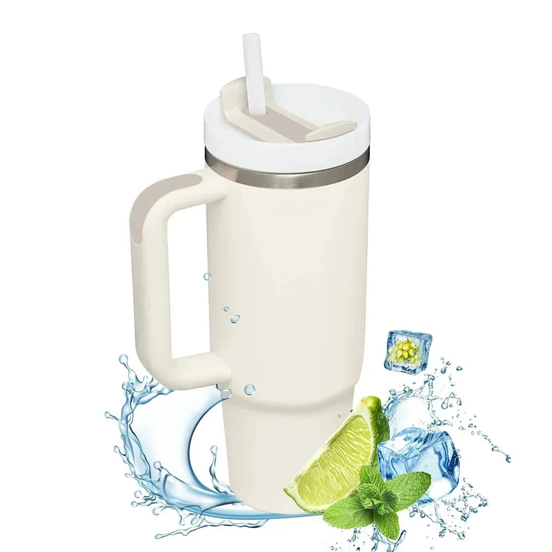 40oz Insulated Tumbler with Handle and Straw