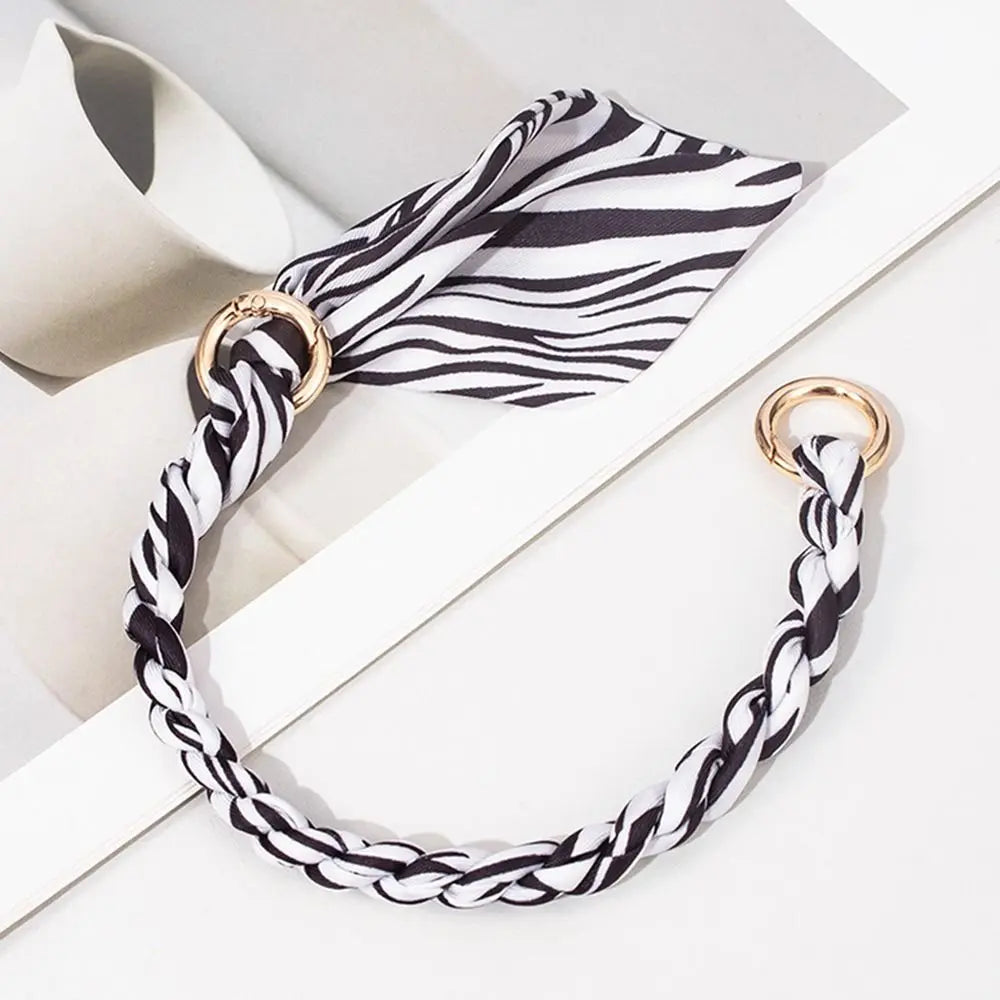 Decorative Silk Scarf Bag Chain with Detachable Bow