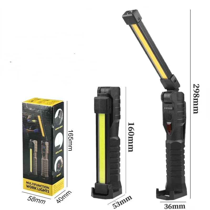 Foldable LED Work Light with Magnetic Base and USB Charging