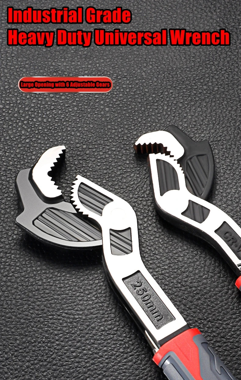 Self-Locking Pipe Wrench with Adjustable CR-V Steel Jaws