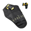 Black heavy-duty drill holster with a yellow belt storage pocket and a black retention clip