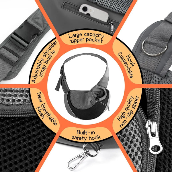 Hands-Free Pet Sling Carrier for Small Dogs & Cats