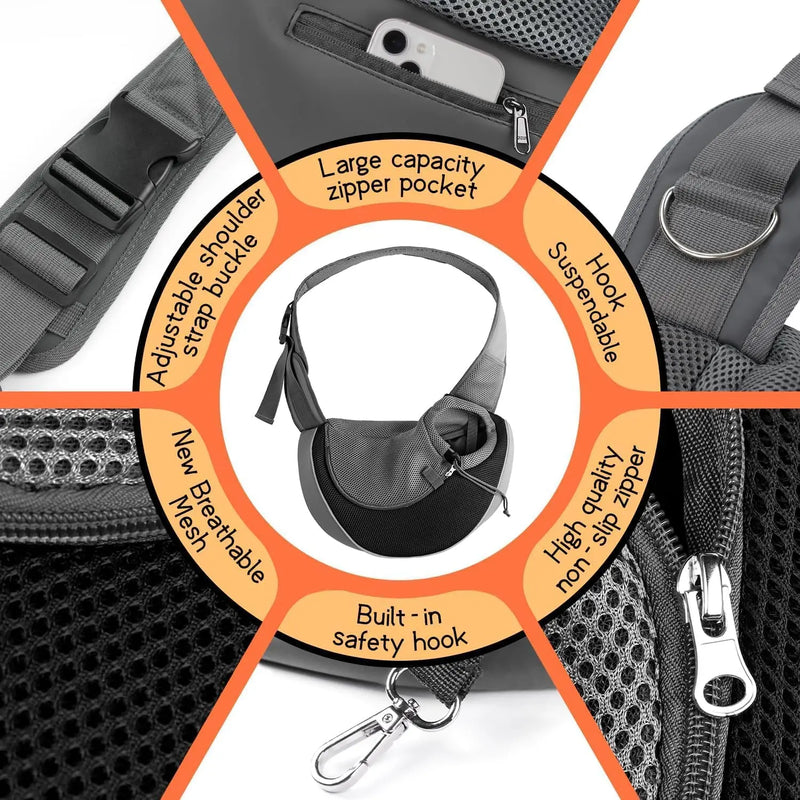 Hands-Free Pet Sling Carrier for Small Dogs & Cats