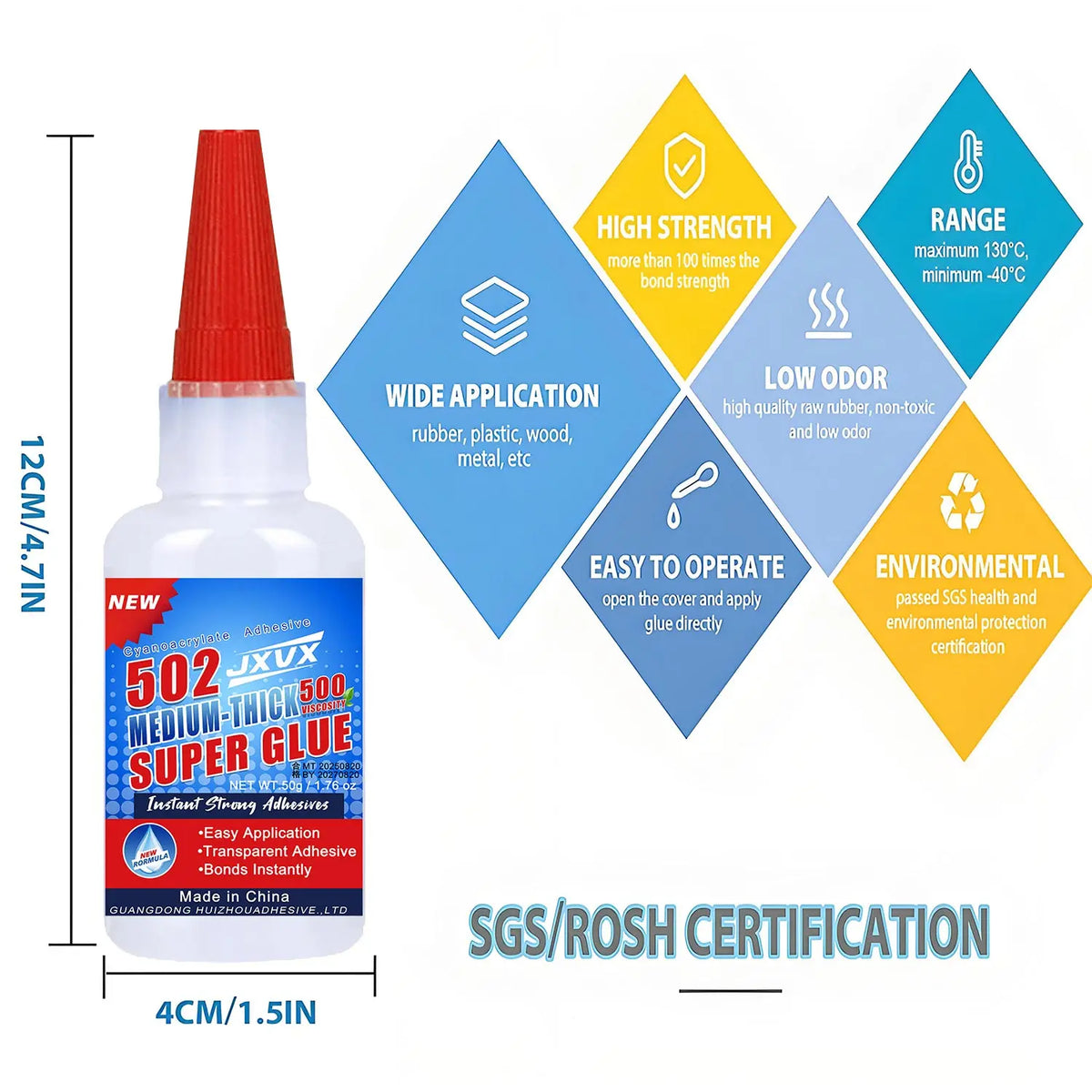 Professional Grade Super Glue – Extra Strong Instant Adhesive for Plastic, Metal, Wood & More