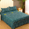 Elegant Elastic Fitted Bed Sheet Set with Lace Skirt and Pillowcases