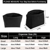 Black felt handbag organizer insert showing size options for small, medium, and large bags.