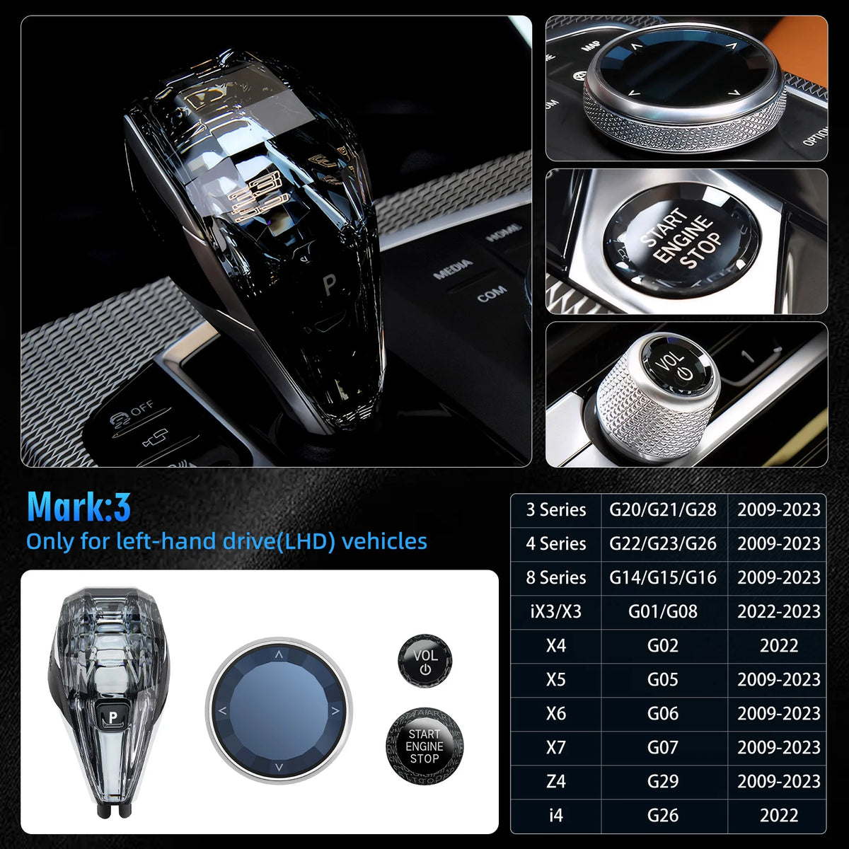 Crystal Gear Shift Knob Set for Select BMW Models