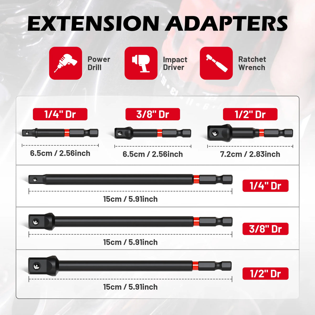 14-Piece Impact Socket Adapter Set with Quick-Release Extensions and Magnetic Holder