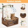 Wooden storage crate with a long handle for baby toys and clothing, featuring natural wood and smooth surface.