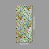 Floral stained glass window film featuring vibrant peacock designs on a silver background