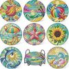 DIY Diamond Art Coaster Set with Holder – 8 Acrylic Coasters for Home Decor and Gifting