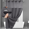 Double-Layer Waffle Shower Curtain with Built-in Snap Liner