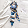 Floral Print Silk Hair Scarf for Women – Long Ribbon Headband