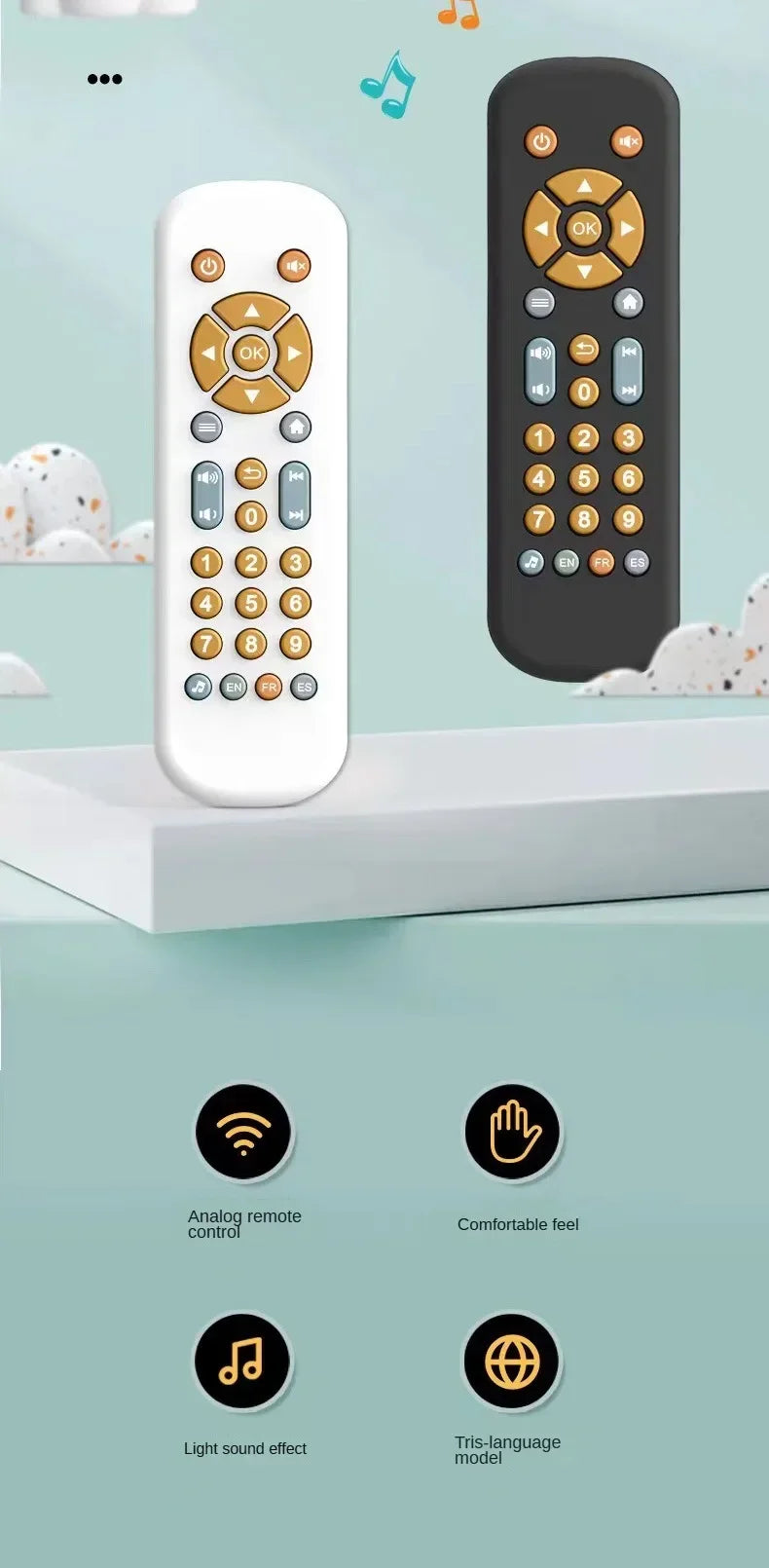 Musical Toy TV Remote Control for Babies and Toddlers