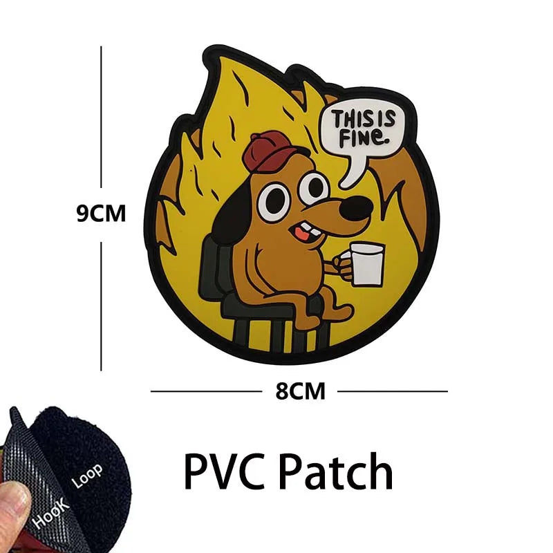 Funny Cat Face PVC Morale Patch with Hook-and-Loop Backing