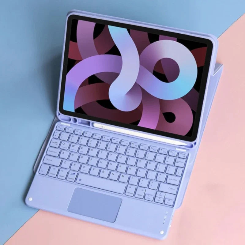 iPad Keyboard Case with Touchpad - Foldable Smart Cover for Multiple iPad Models